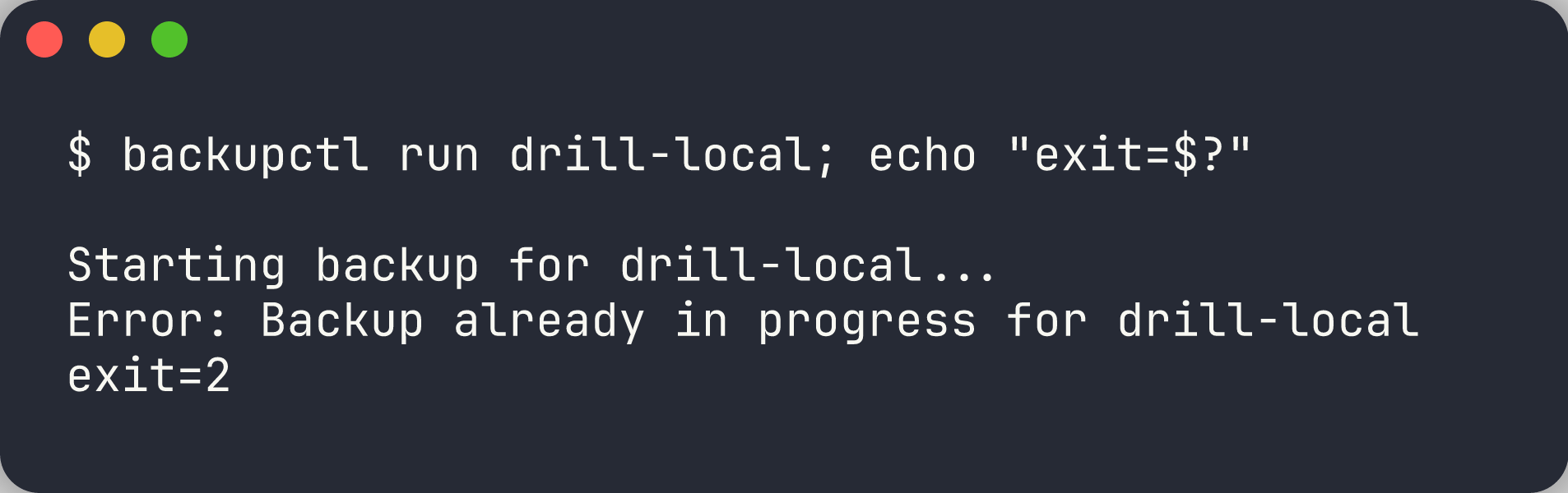 concurrent run rejected with exit code 2